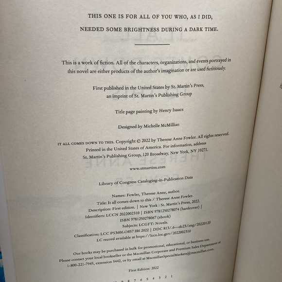 Therese Anne Fowler It All Comes Down To This (Hardcover) - Picture 7 of 7